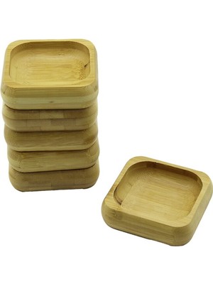 Ayder Timya 6 ADET 9X9CM KARE AHŞAP BAMBU ÇEREZLİK - LOKUMLUK KASE DERİNLİK: 1.8CM (Timya/Go1395)  199662