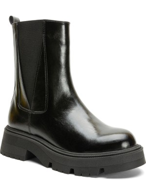 Emienza Lore Vegan Deri Lastikli Oval Burun Bayan Bot