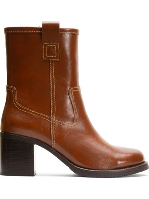 Emienza Tımber Vegan Deri Oval Burun Kalın Topuk Bayan Bot