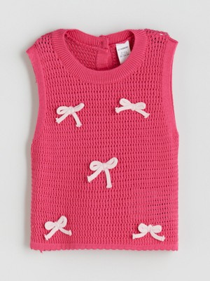 Lc Waikiki Yeni Sezon Kurdele Detaylı Kız Çocuk Triko Süveter