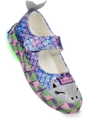 Kiko Kids  Zubin Deniz Kızı Cırtlı Işıklı Kız Çocuk Babet Ayakkabı