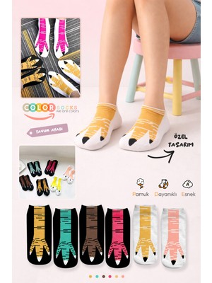 Color Socks 6 Çift Tavuk Ayağı Desenli Patik Çorap Seti (Extra Soft)