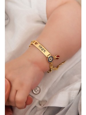 Papatya Silver 925 Ayar Gümüş Nazar Uğur Böcekli Isimli Kız.erkek Bebek Künyesi Bebek