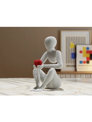 Talha3D Kırmızı Kalpli Mininmalist Heykel Obje