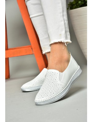 Fox Shoes S540600303 Beyaz Hakiki Deri Günlük Kadın Ayakkabı