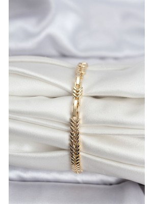 Epilons 14K Gold Renk Kaplama Başak Model Zirkon Taşlı CM Kadın Bileklik - TJ-BB8124