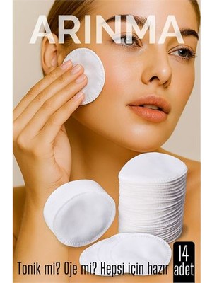 14'lü Kozmetik Disk Pamuk Makyaj Temizleme Pamuğu Tonik ve Oje Için Çift Taraflı Diskler