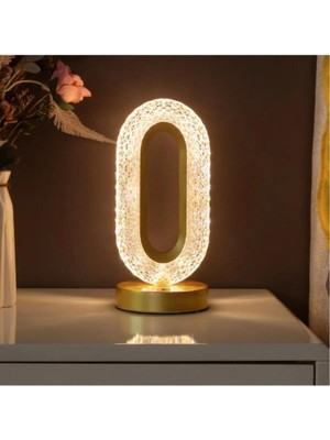 Feyza Design Şarjlı LED Kristal Elmas Masa Lambası, Dokunmatik Akrilik Gece Işığı