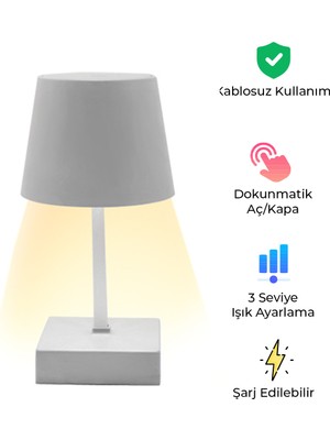 Feyza Design Şarjlı Dokunmatik Masa Lambası, Ayarlanabilir Işık Seviyesi, Modern Tasarım