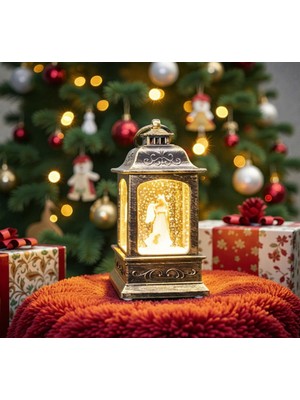 Işıklı Kardan Adam ve Melek Figürlü Noel Temalı Yılbaşı Dekorasyonu