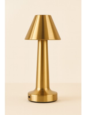 Feyza Design Şapkalı Mantar Gold LED Dokunmatik Şarjlı Masa Lambası