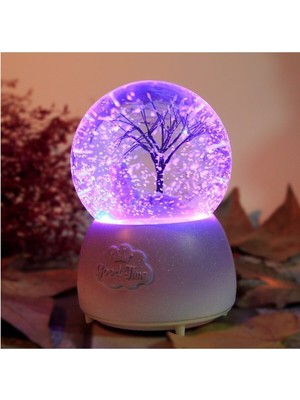 Ağaç Temalı Işıklı Müzikli Püskürtmeli Kar Küresi Büyük Boy