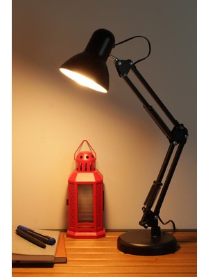 Feyza Design 360° Ayarlanabilir Metal Masa Lambası, Siyah, Hareketli ve Şık Tasarım