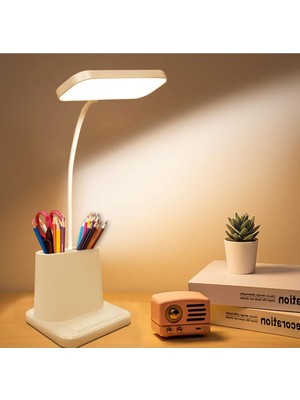 Feyza Design Çok Işlevli Beyaz LED Masa Lambası, Dönebilir ve Dokunmatik Kontrol