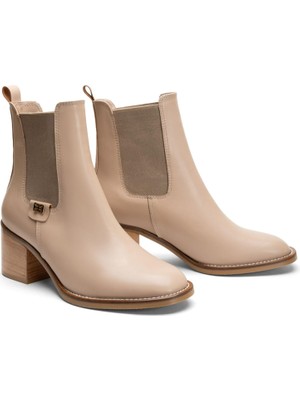 Emienza Nıa Vegan Deri Oval Burun Lastikli Bayan Bot