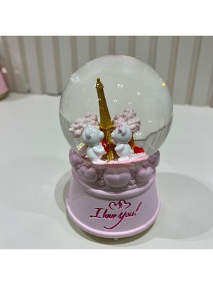Sevgili Ayıcık ile Işıklı ve Müzikli Paris Eyfel Kulesi Kar Küresi