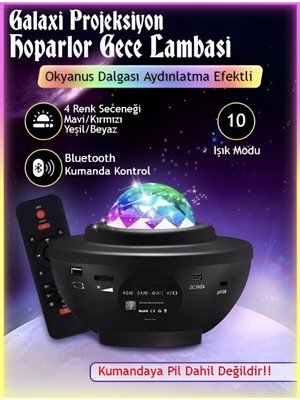 Feyza Design Yıldızlı Tavan Projektörü, Lazer Işık, Disko Topu, Bluetooth Hoparlör, LED Işık