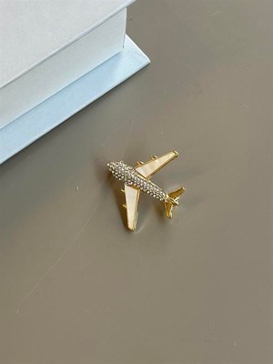 ModaSize Sedefli Uçak Broş - Altın