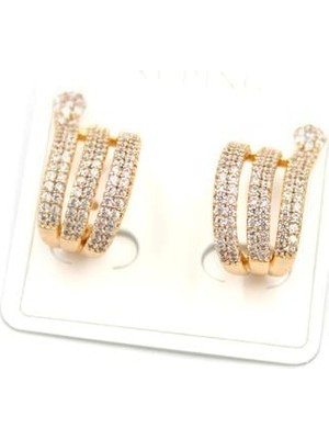 ModaSize Taşlı Halka Küpe - Rose