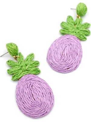 ModaSize Ananas Hasır Küpe - Mor