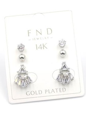 ModaSize Çoklu Taşlı Küpe - Gümüş