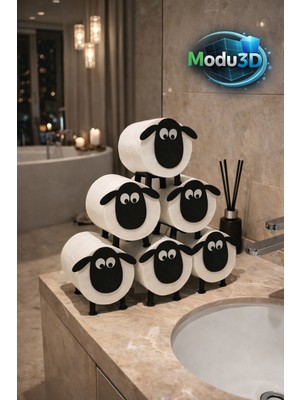 Modu3D Koyun Figürlü Tuvalet Kağıdı Standı – 6’lı Set | Eğlenceli ve Dekoratif Banyo Aksesuarı