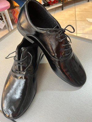 Bitangosu Siyah Parlak Deri Içi Kumaş Astarlı Erkek Tango, Dans ve Salon Ayakkabısı