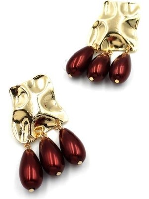 ModaSize Plaka Küpe - Bordo