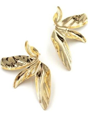 ModaSize Plaka Yaprak Küpe - Altın