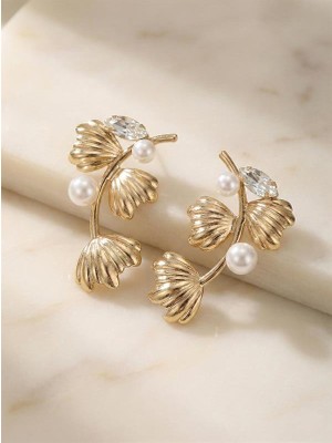 ModaSize Incili Metal Küpe - Altın