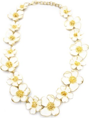 ModaSize Mineli Çiçek Kolye - Krem