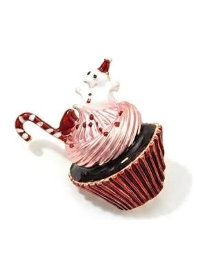 ModaSize Kardan Adamlı Kek Yılbaşı Broş - Kırmızı