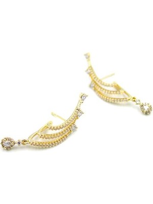 ModaSize Taşlı Küpe - 14K Altın