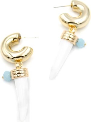 ModaSize Fildişi Halka Küpe - Beyaz