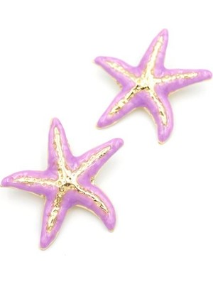 ModaSize Mineli Deniz Yıldızı Küpe - Mor