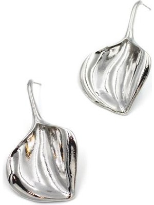 ModaSize Metal Yaprak Küpe - Gümüş