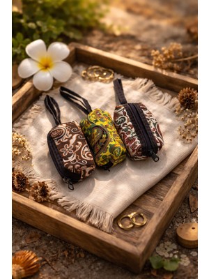 Seymen Bıçakçılık El Yapımı Desenli Mini Fermuarlı Kumaş Cüzdan 3’lü Set – Bozuk Para, Anahtarlık ve Makyaj Çantası