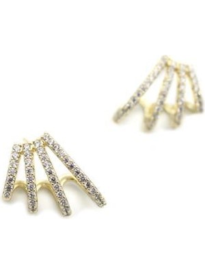 ModaSize Taşlı Kıvrımlı Küpe - Altın