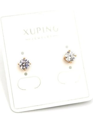 ModaSize Orta Boy Tek Taş Küpe - Altın