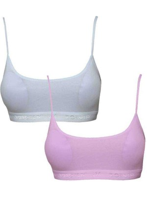ModaSize Pedli Ip Askılı Beyaz ve Pembe Büstiyer 2 Adet