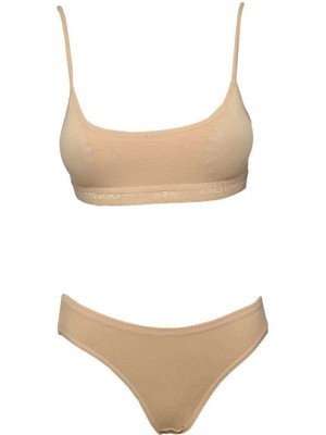 ModaSize Pedli Ip Askılı Yarım Atlet Büstiyer Külot Takım Ten Rengi