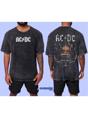 Ac Dc Yıkamalı Over Size Tişört L