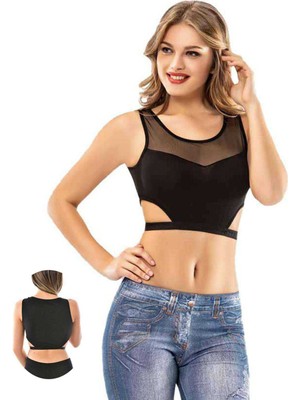 ModaSize Kota 4 Adet Siyah Tül Modelli Büstiyer 6227