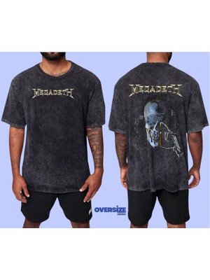 Megadeth Yıkamalı Over Size Tişört L
