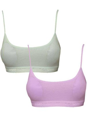 ModaSize Pedli Ip Askılı Krem ve Pembe Büstiyer 2 Adet