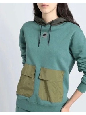 Nike Sportswear Sport Utility Fleece Pullover Hoodie Bol Kalıp Yeşil Kadın Sweatshirt FB2190-361