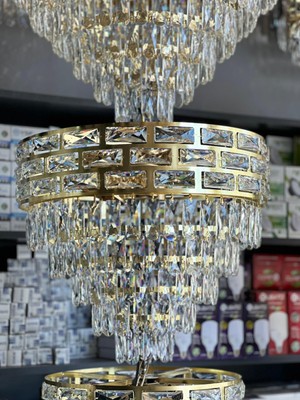 LED Yeni Model 50 cm Kristal Lüx Salon Avize Golo Renk