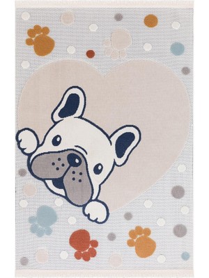 Köpek Desenli Antibakteriyel – Antialerjik – Tüy Dökmeyen Saçaklı Çocuk Halısı | Türkeri Halı