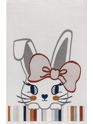 Tavşan Desenli Antibakteriyel – Antialerjik – Tüy Dökmeyen Saçaklı Çocuk Halısı | Türkeri Halı