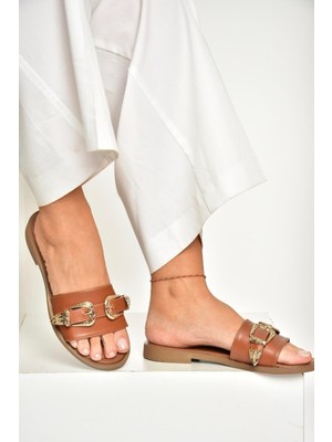 Fox Shoes U250110109 Taba Tokalı Kadın Terlik